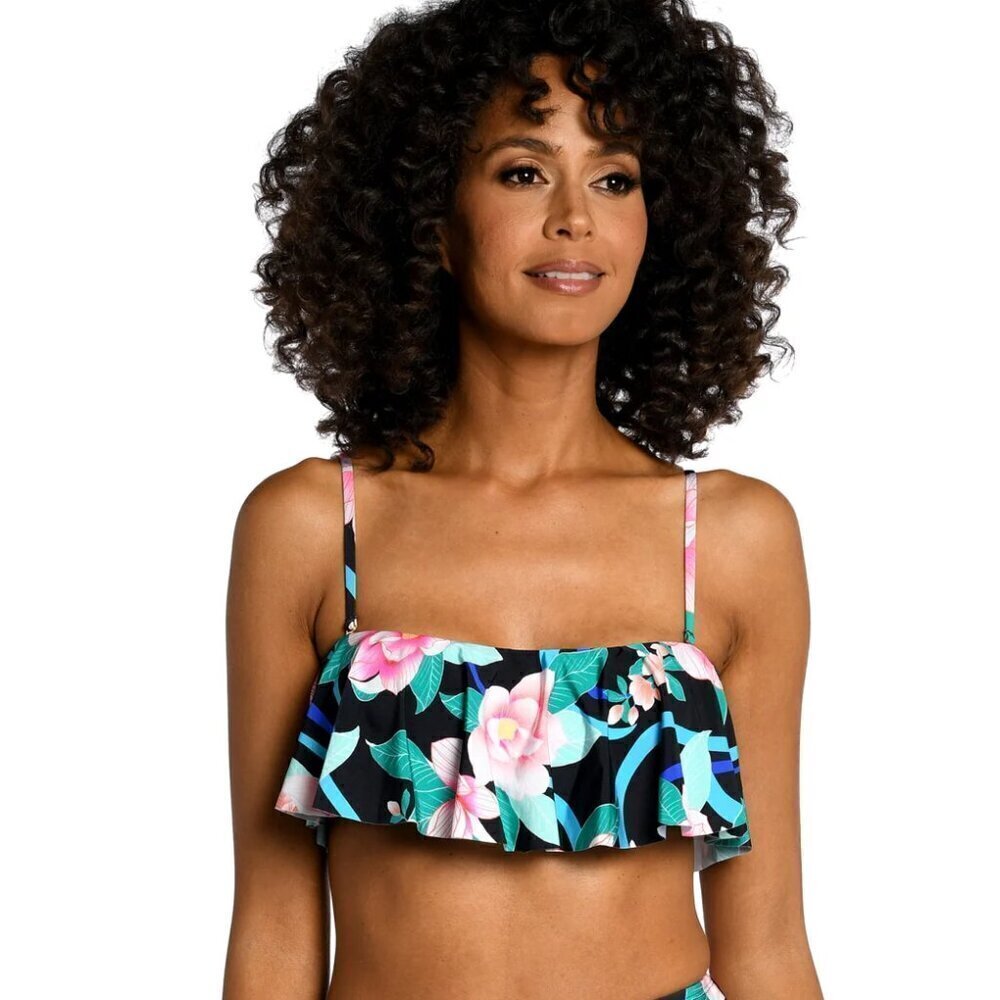 La Blanca Nightfall Blooms Bandeau Ruffle Bikini Top | 12